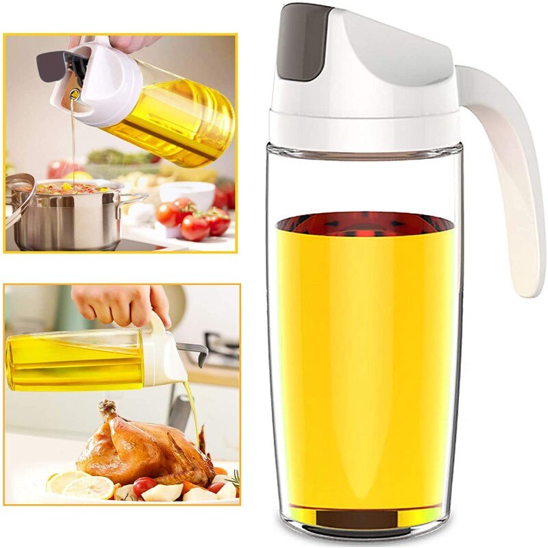 Distributeur de bouteilles d'huile en verre, étanche, à rabat automatique, huile d'olive, vinaigre, condiments, Transparent, accessoires de cuisine