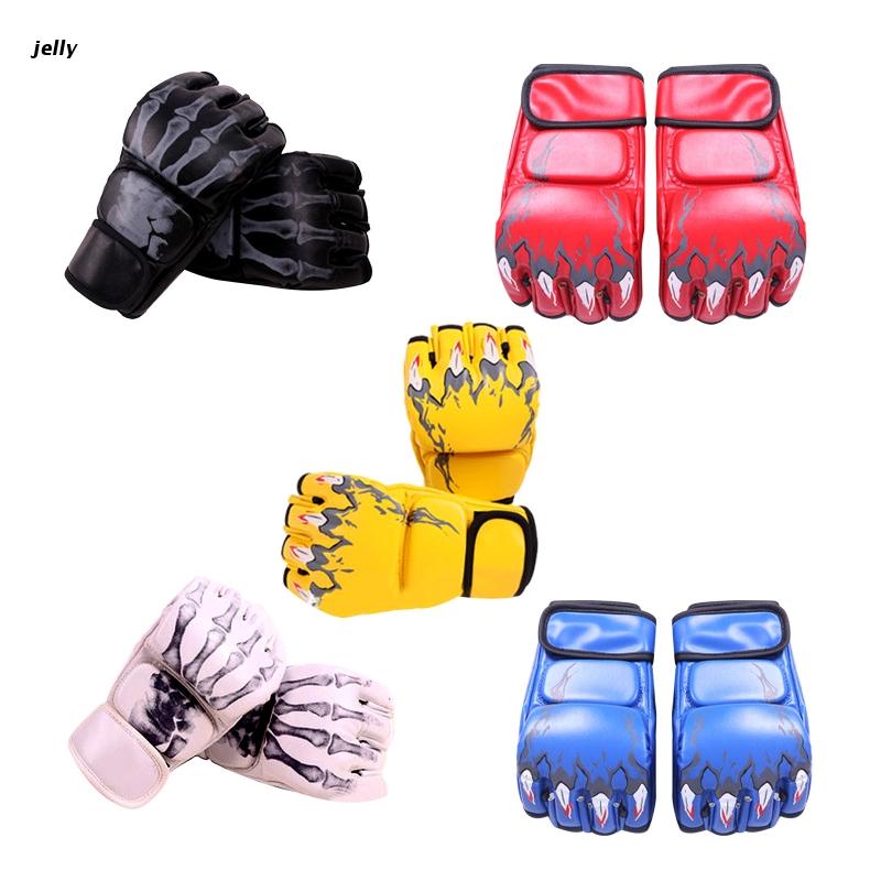 Guantes de boxeo de medio dedo 448C, manoplas MMA, muñequera ajustable, para Sanda