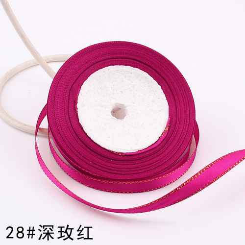 Rouleau de 22 mètres/rouleau, 1cm de largeur, bleu lac, Champagne, bord or, ruban, boîte pour gâteau de mariage, accessoires pour cheveux, emballage floral à faire soi-même: hot rose
