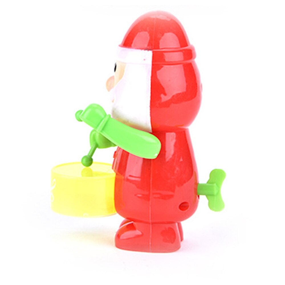 1Pcs Mini Cute Clockwork Wind-Up Drummer Toy Mini Christmas Santa Claus Mechanical Plastic Toy Collectible Christmas
