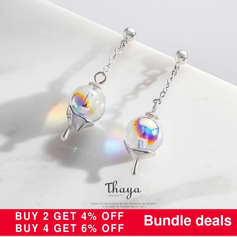 Thaya Regenbogen Blase Ohrringe Wasser Tropfen Ohrringe 925 Silber für Frauen Original
