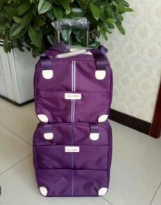 Vrouwen reizen trolley tassen wielen koffer voor bagage tassen reistas wielen koffer Rollende reistas op wielen met handtas: Dark Puple
