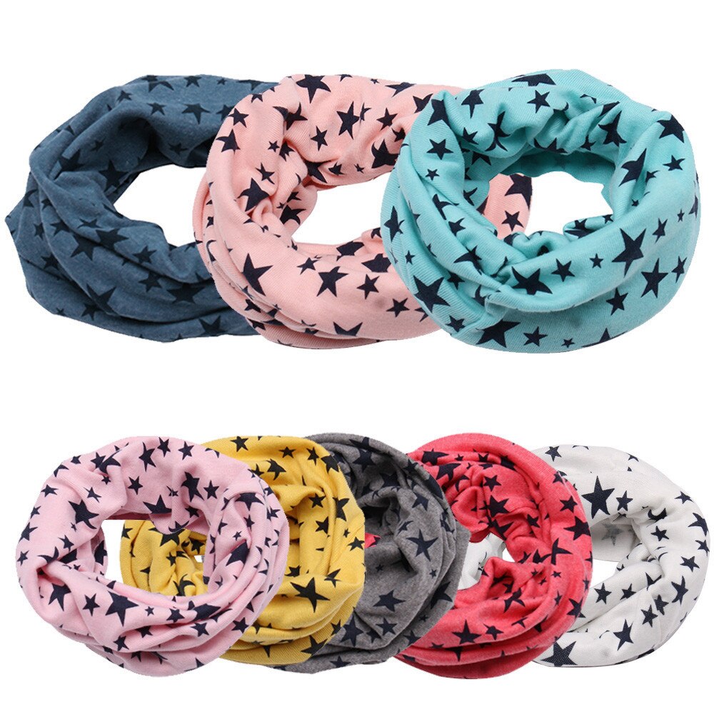 Kids Star Print Scarf Children Warm Cotton Scarf Boy Girl Scarf Shawl Winter Neckerchief Children Solid Soft Scarf Collar Neck