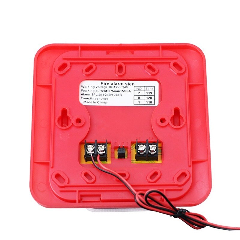 Fire Alarm Horn 119 Fire Alarm LED Flashing Light Siren 12V 24V Fire Sound and Light Alarm