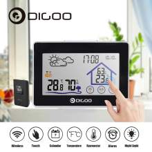 Digoo DG-TH8380 Big Screen Weather Station Thermometer Forecast Sensor IN/Outdoor Sensor with Temperature, Humidity