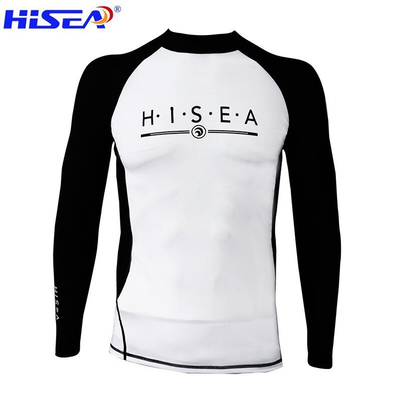 Hisea-traje de baño de manga larga para hombre, ropa de prevención a picadoras de medusas, camiseta de secado rápido para Surf UV, protector solar, playa, buceo: T-shirt S096 / XXL