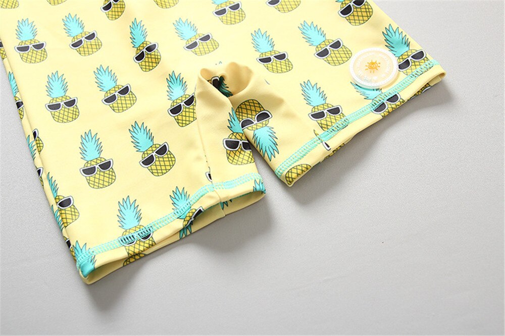 Bañador con estampado de piña para bebé, traje de baño amarillo de manga larga, ropa de baño para niños, traje de buceo para niños