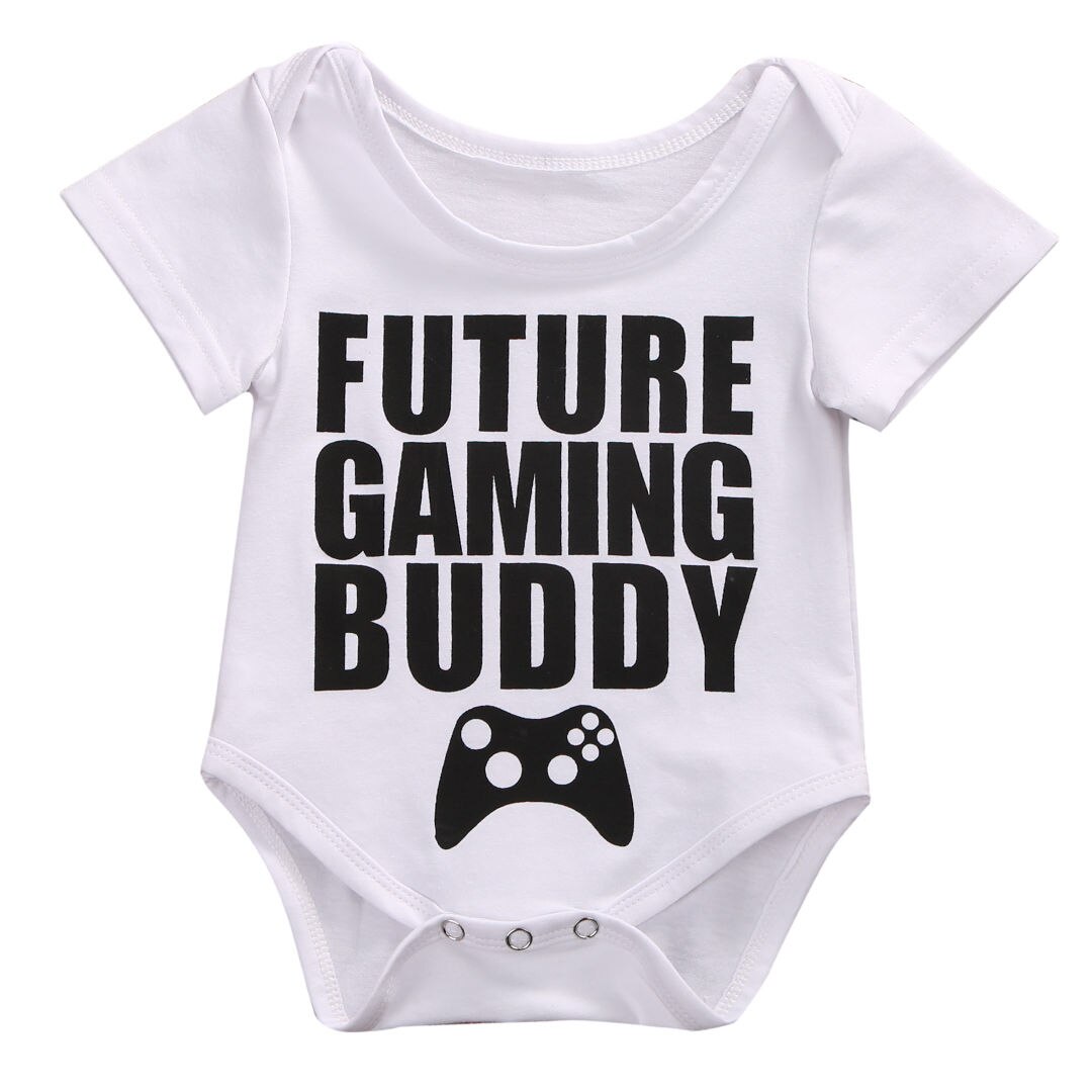 Pasgeboren baby peuter meisje jongen unisex kind letter bedrukte playsuit romper jumpsuit kleding zonnepak outfit