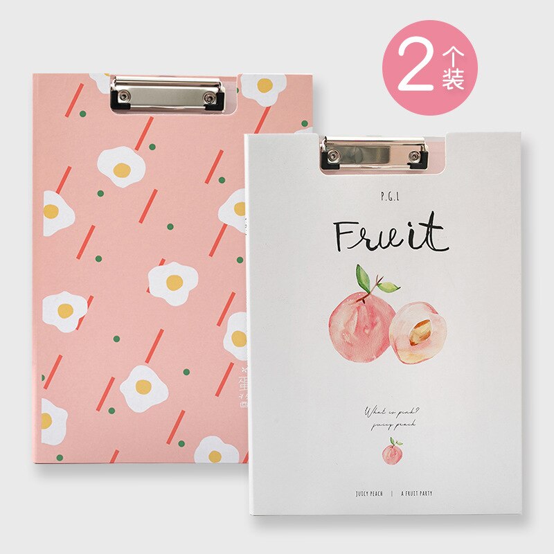 2pcs/set Cartoon A4 Flip Clip Student Cute Paper Clipboard Folder Pad for Office Supply Writing Clipboard Stationery School: J