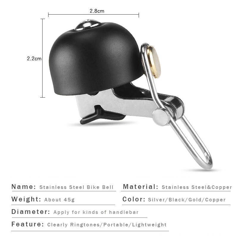 Retro cykelklocka rostfritt stål cykel ringer mtb vägcykel horn styret cykel ring högt ljud cykling klockalarm tillbehör