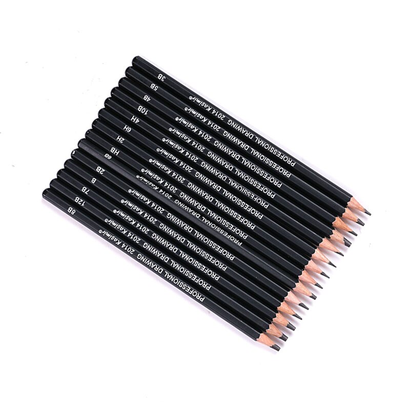 14 stk/sett tegneblyantsett kunstner tegneblyant 6h/4h/2h/ hb/b /2b/3b/4b/5b/6b/7b/8b/10/12b
