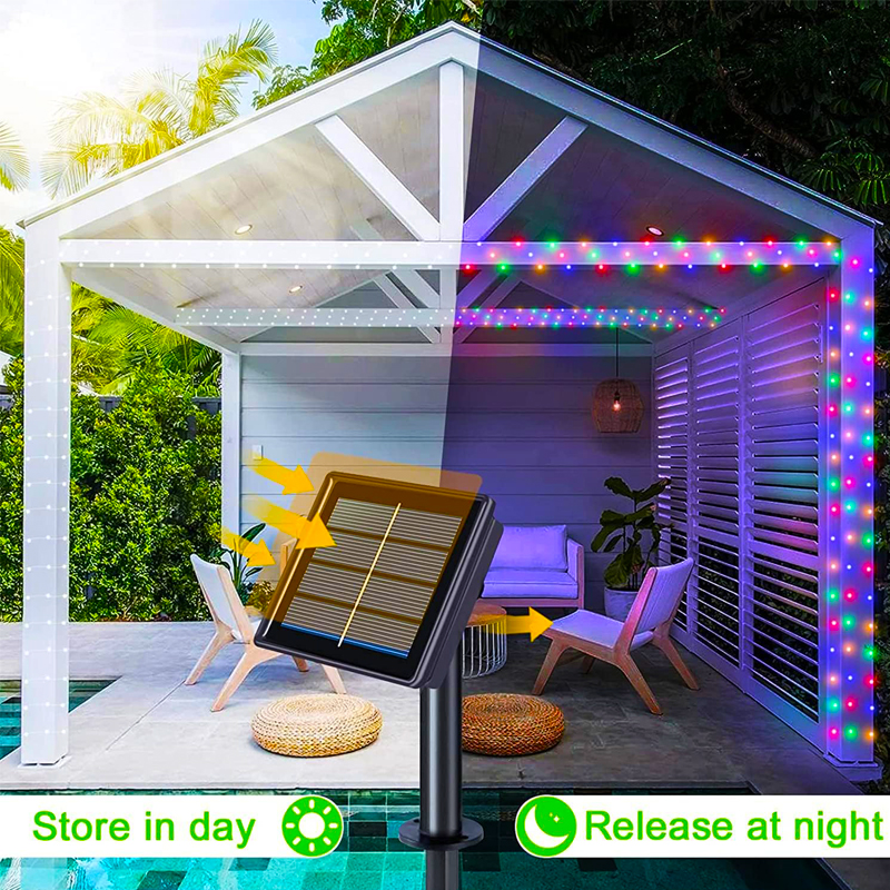 draussen LED Solar- Lichterkette Weihnachtsdekoration Wasserdichte Solar- Girlande 8 Modus Lichter Für Weihnachten Party Terrasse Balkon Hof