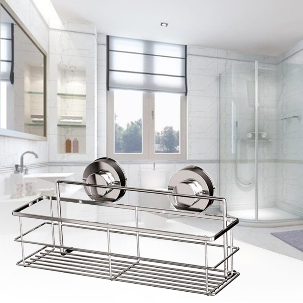 Soporte de almacenamiento de acero inoxidable, soporte de montaje en pared para baño profundo, ventosa, champú, Gel de ducha, accesorios de baño