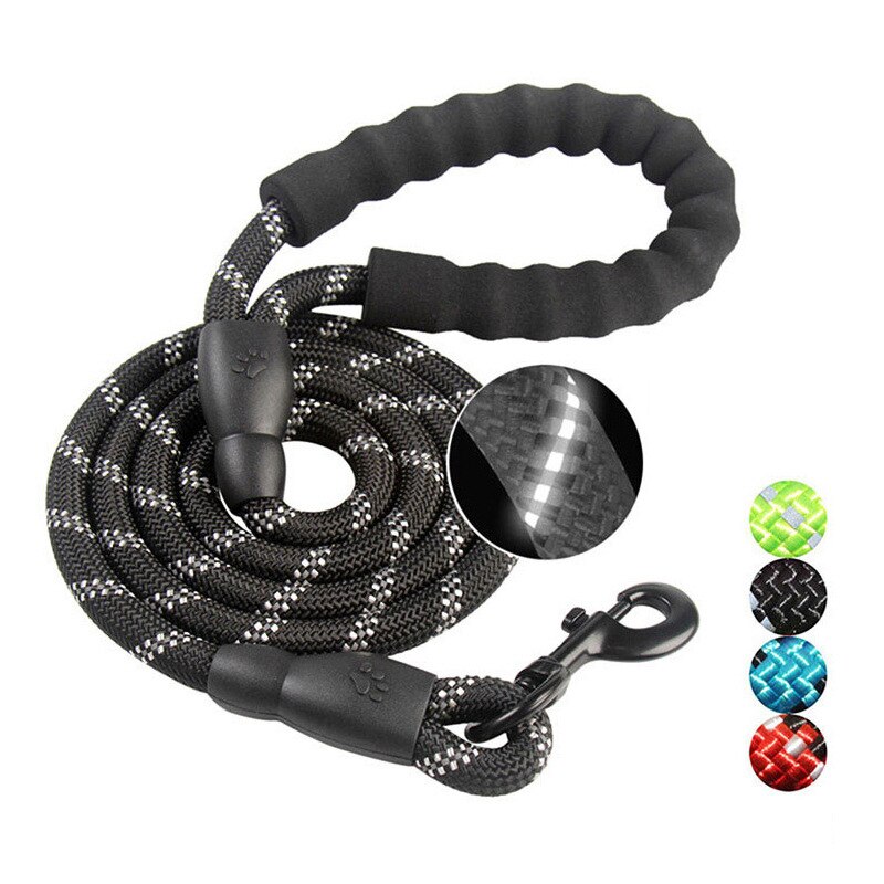 Laisse pour chien en Nylon, corde ronde d'escalade réfléchissante, Durable, 1.5M, petit et moyen gabarit, avec poignée confortable