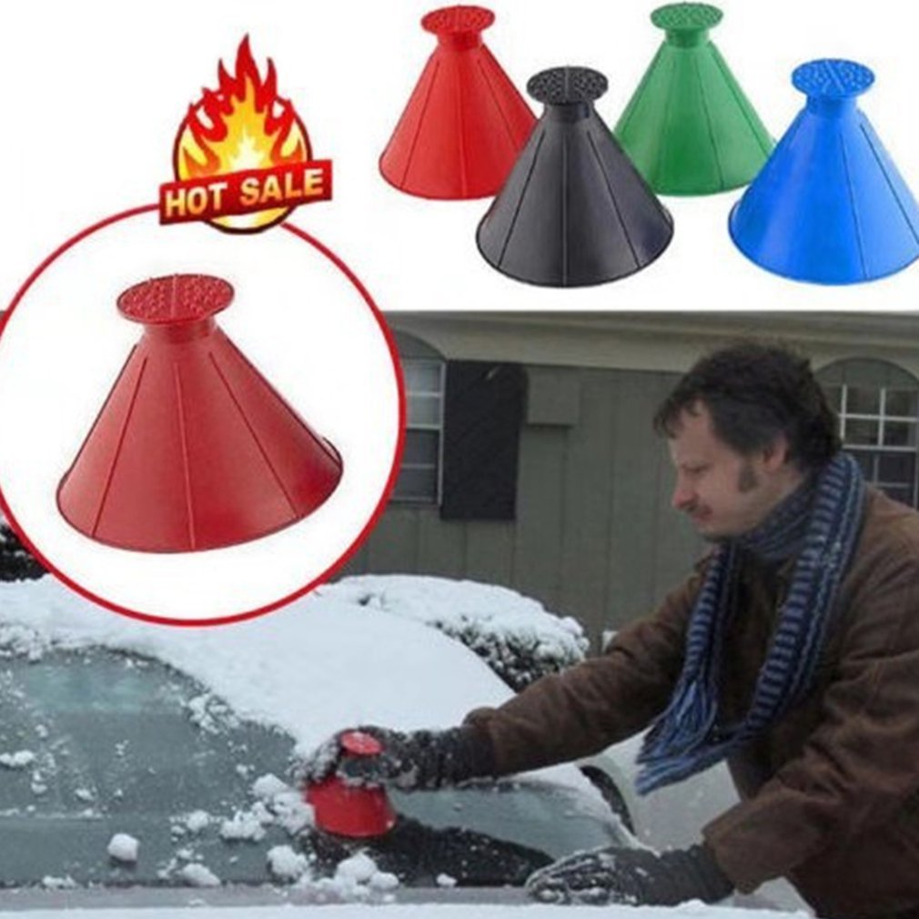 Round Ice Scraper Car Windshield Snow Scraper Funnel Ice Scraper Remove Windshield Snow for Winter Big Horn Shape