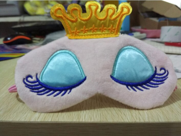 Lovely Pink/Blue Crown Sleeping Mask Crown Eyeshade Eye Cover Travel Cartoon Long Eyelashes Blindfold Travel Accessories: pink