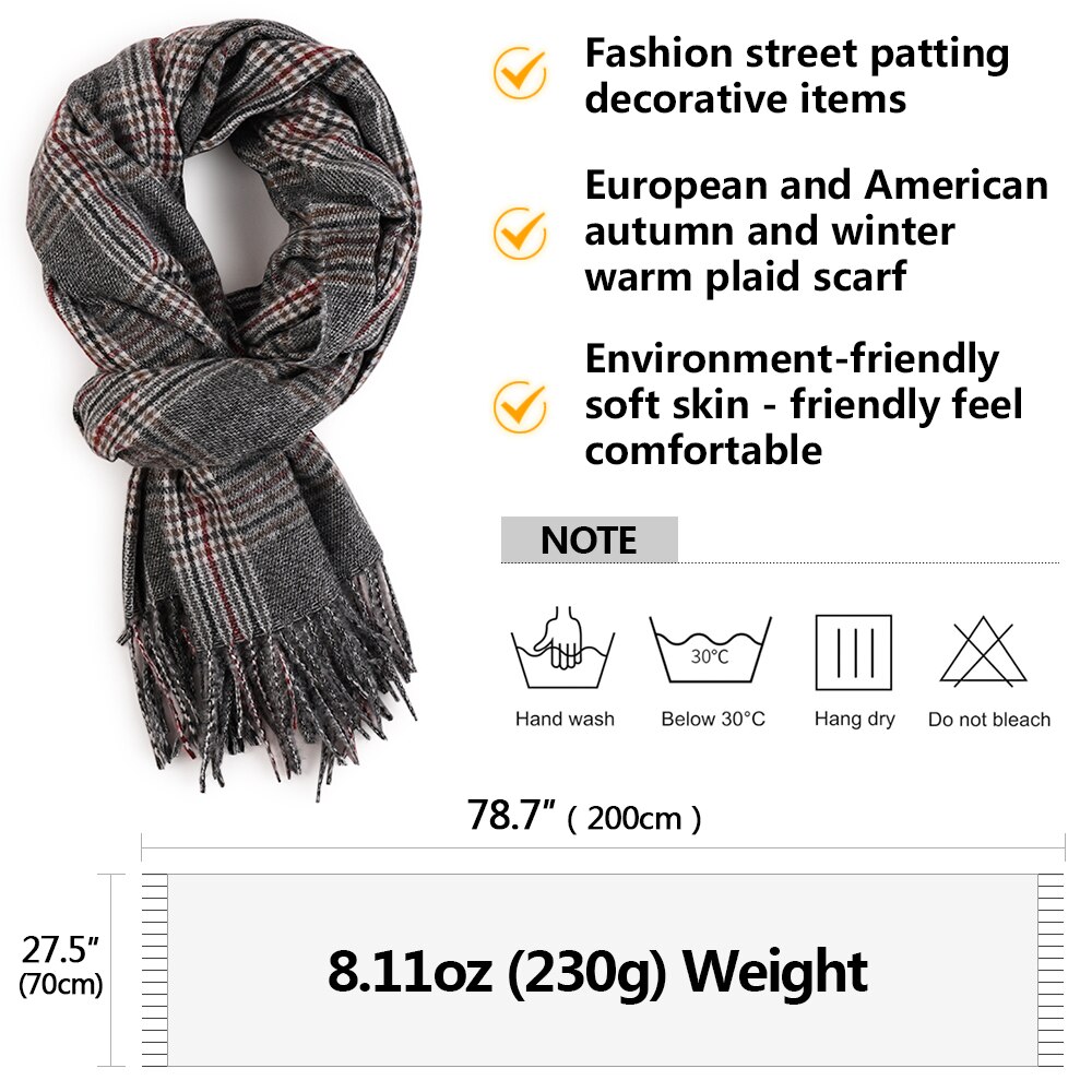 Winter Kasjmier Plaid Sjaal Vrouwen Warme Sjaal Wraps Zachte Pashmina Mannen Lange Kwasten Sjaals Dikke Deken Foulard Bandana