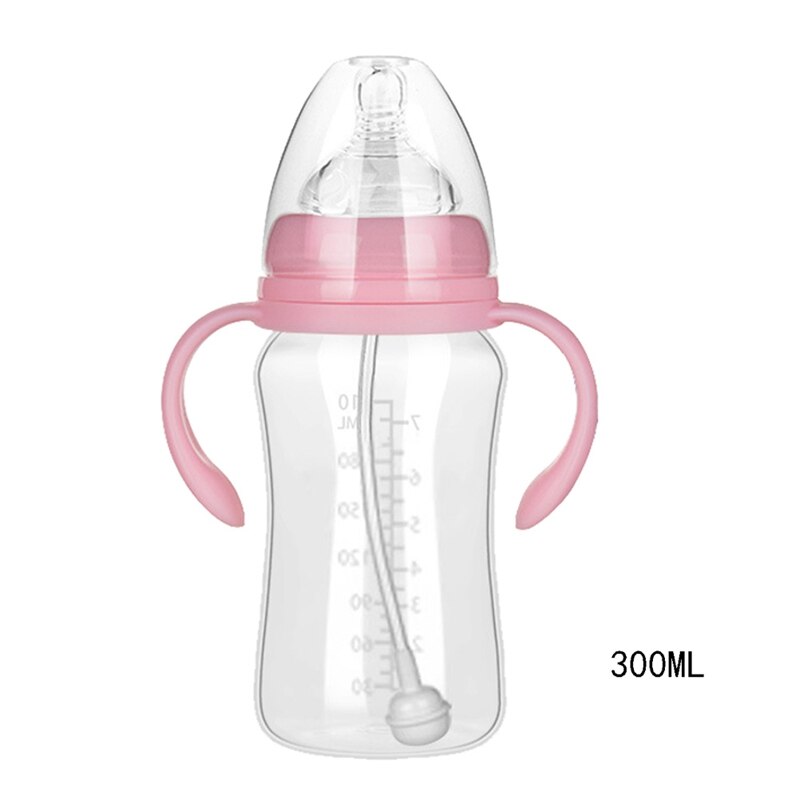 300ML 240ML 180ML Baby Infant PP BPA Free Milk Feeding Bottle With Anti-Slip Handle & Cup Cover Water Bottle: PK3
