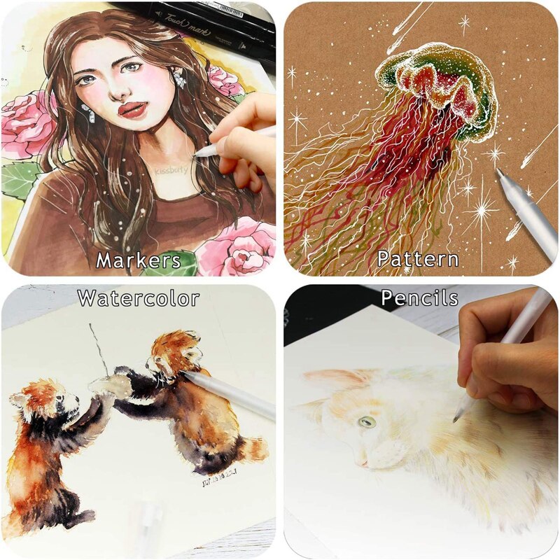 White Marker Pens Permanent Art Marker Graffiti Metalic 0.8mm Gold Silver White Gel Pen Comic Sketch Drawing Art Supplies