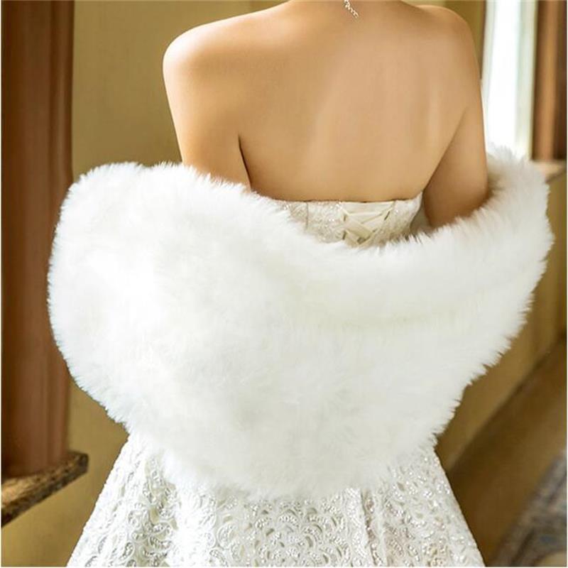 Winter Bruiloft Jas Bolero Wrap Faux Fur Stola Wit Bruids Jas Bruiloft Accessoires Veer Trouwjurk Sjaal In Voorraad