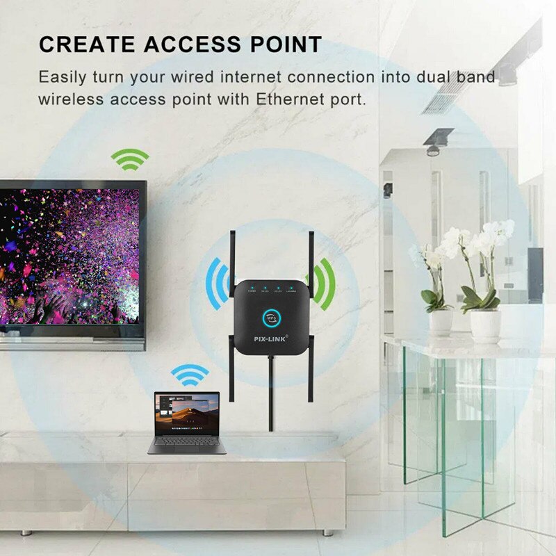 1200Mbps kabellos WiFi Verstärker Wi Fi Booster 2,4G/5Ghz Wi-Fi Verstärker Signal WiFi Lange Palette Verlängerung Zugriff Punkt Für Hause