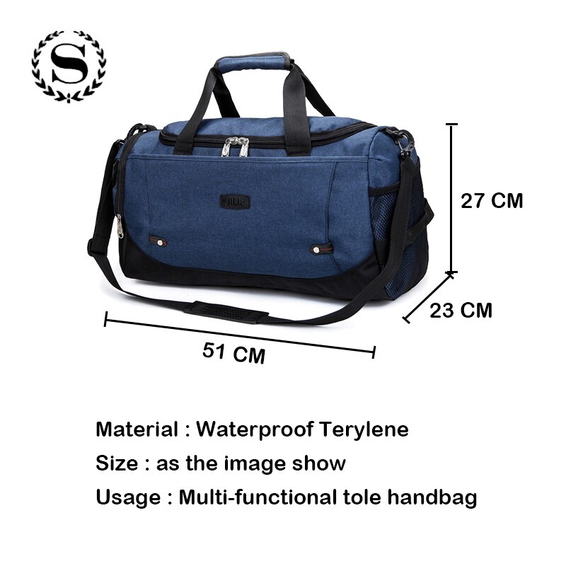 Scione Unisex Grote Reisbagage Tassen Multifunctionele Duffel Schoudertas Casual Messenger Portable Pack Met Schoenen Opslag