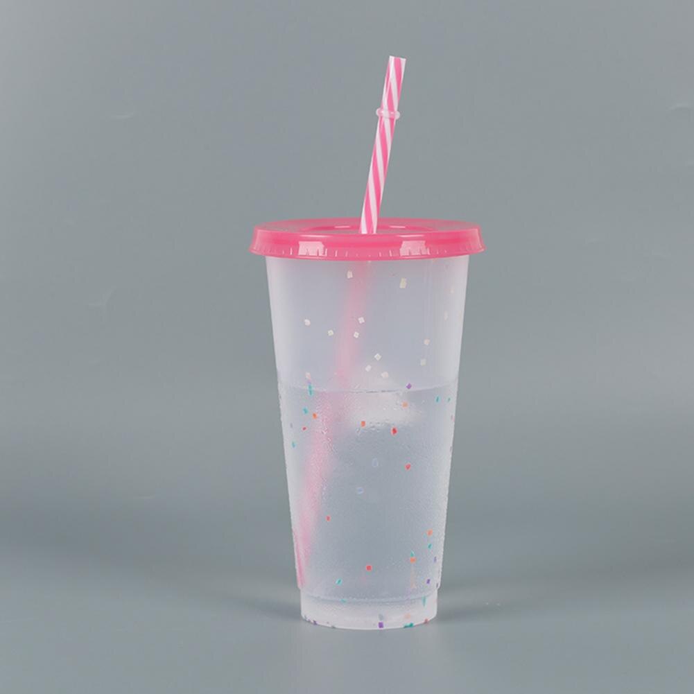 Reusable Straw Cup Water Tumbler Plastic Cup Sequined Glitter Water Mug Tumbler with Straw Drinking Cup vaso con tapa y pajita