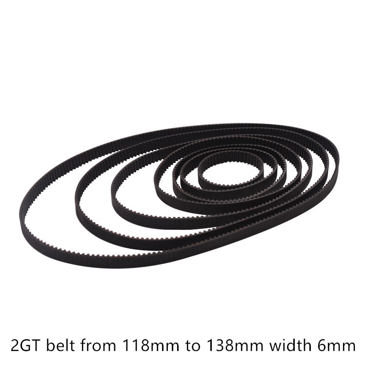 3d skriverbelte  gt2 lukket sløyfe gummi 2gt timing 118 120 122 124 126 128 130 132 134 136 138 lengde 120mm 138mm bredde 6mm