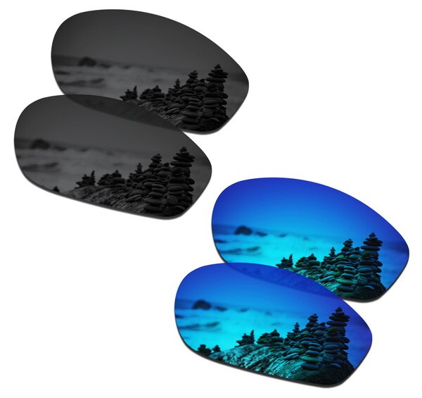 SmartVLT Replacement Lenses Polarized for Oakley Encounter Sunglasses - Multiple Pairs Packed: Black and Blue