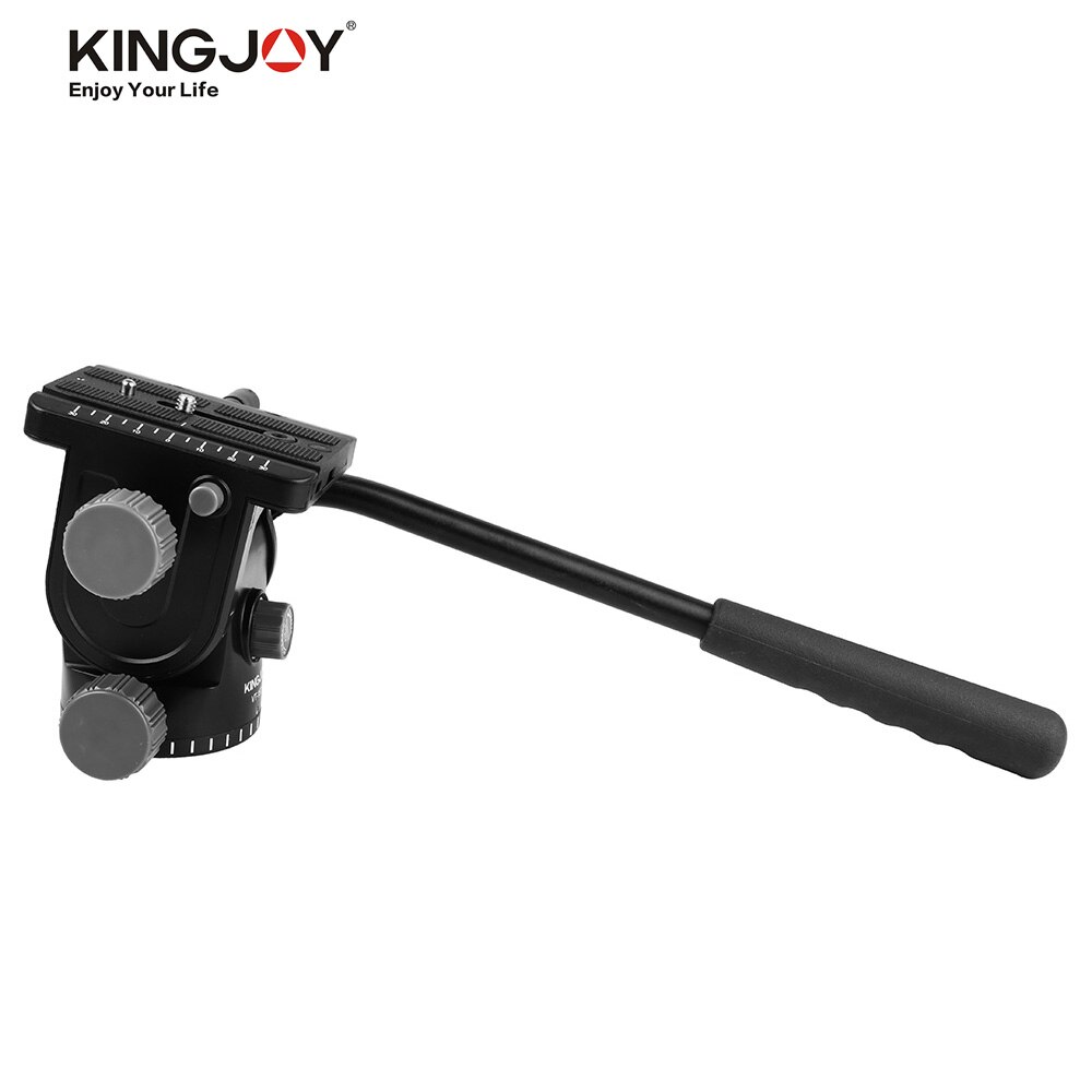 KINGJOY Camera Fluid Drag Head Hydraulic Head Tripod Damping Ball Ballhead with Quick Release Plate Hand Grip for Camera