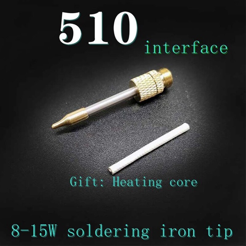 Punta de soldador de 8-15W, universal para Punta de soldador de carga inalámbrica USB, interfaz de rosca 510, núcleo de calefacción de repuesto gratis: 1 tips and 1 Heater