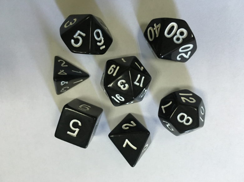 Juego de dados matemáticos para niños, juego de dados de TRPG, 7 unidades: Black