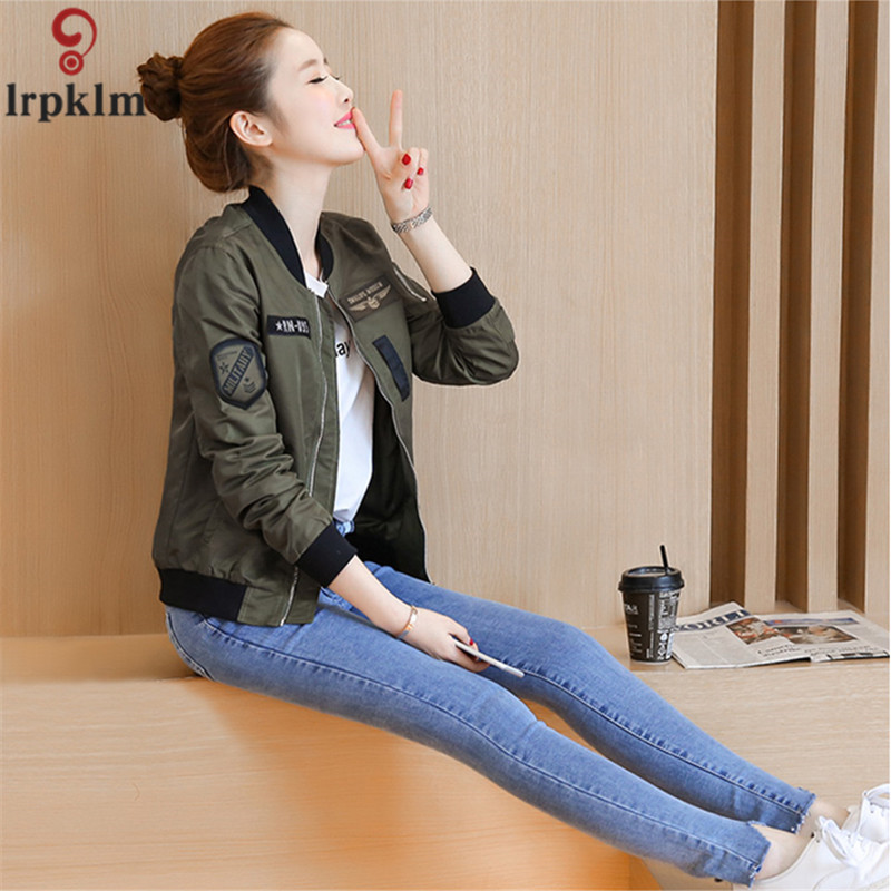 Lente Vrouwen Zwart En Legergroen Mode Korte Toevallige Jas Vrouwelijke Losse Lange Mouwen Baseball Jacket Coat LZ191