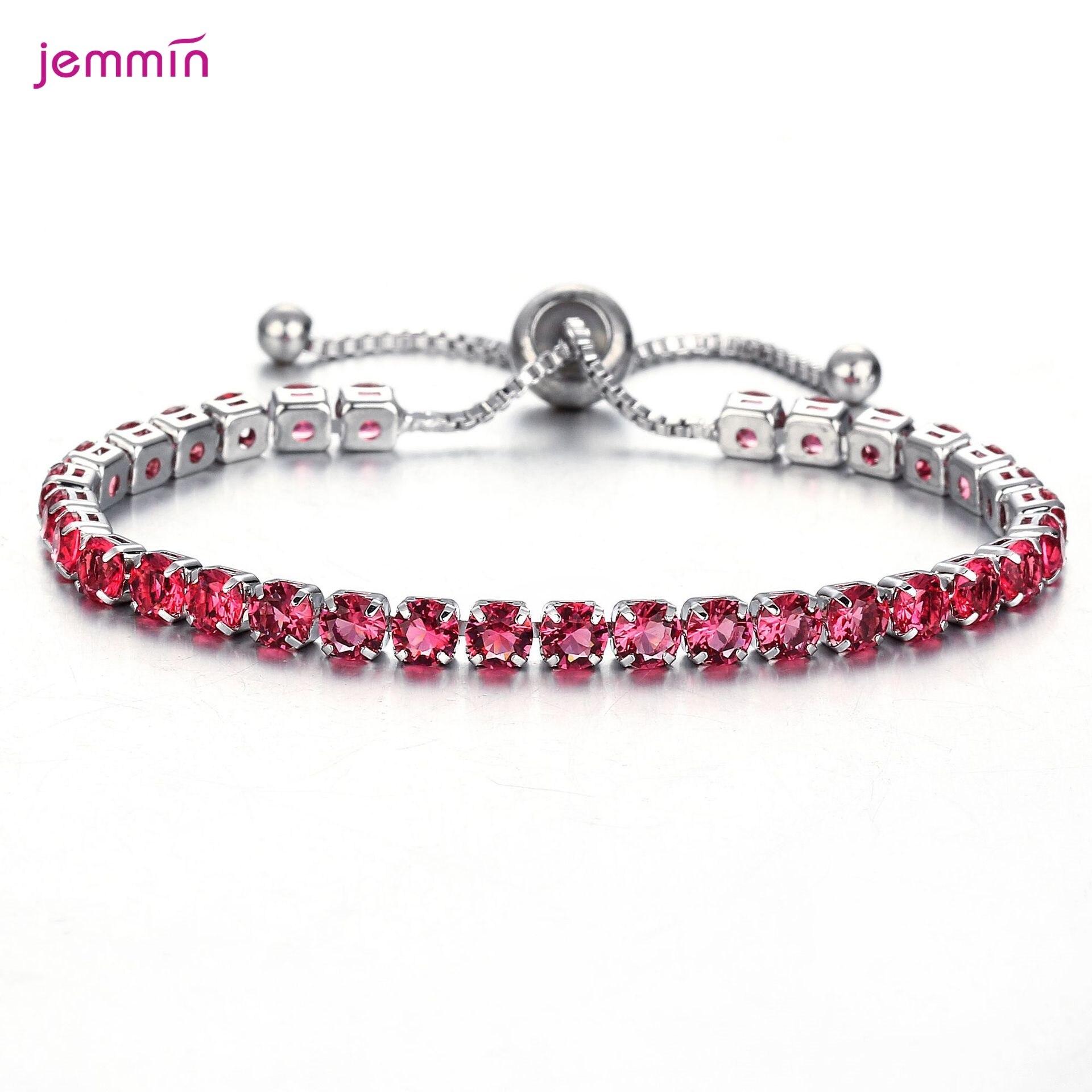 Heißer Silber Armband Zirkon Frauen Glanz Kristall Braut Armreif Delicate Hochzeit Einfache Schmuck Freies: Red / Gold