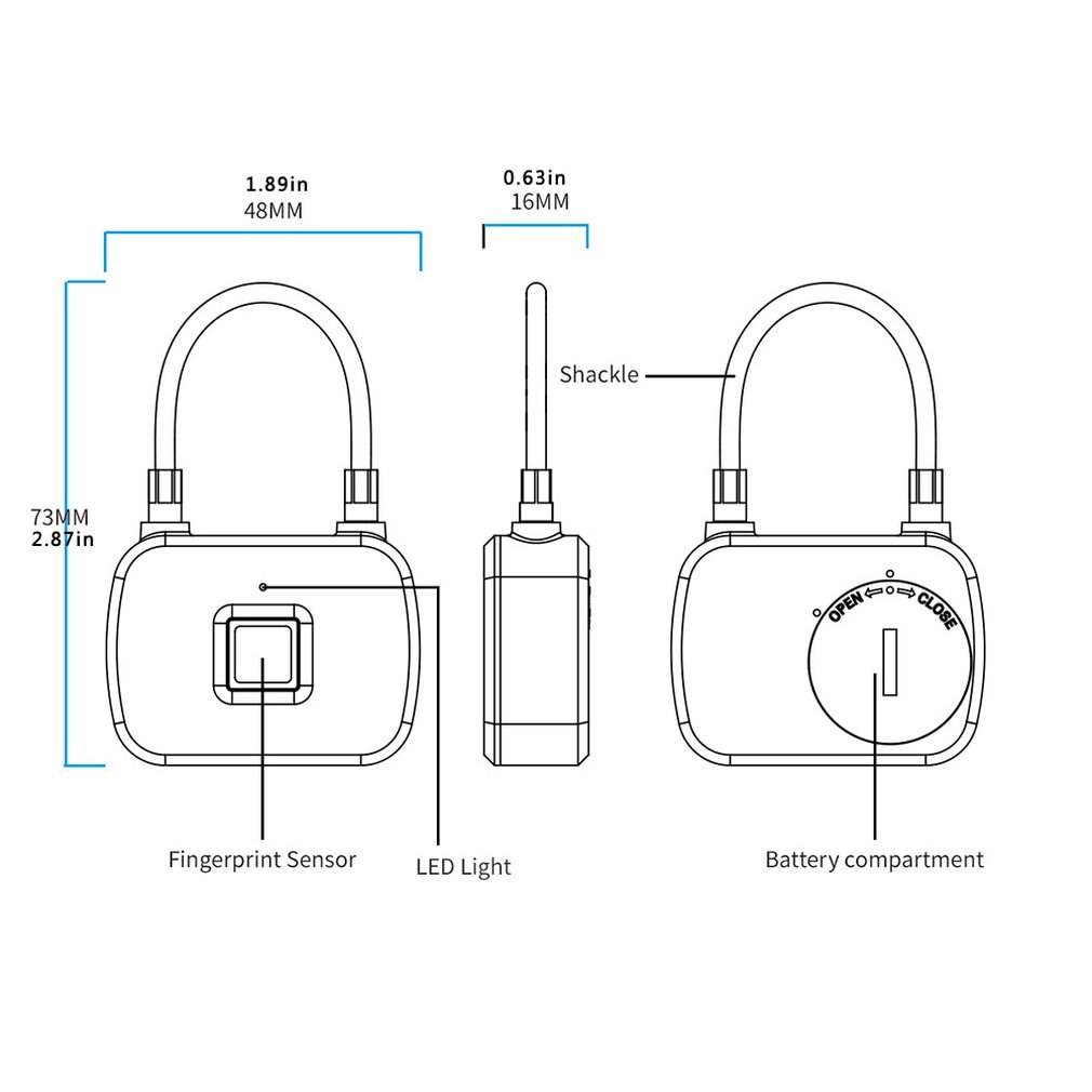 Vingerafdruk Slot Smart Lock Bagage Lock Magazijn Deur Anti-Diefstal Lange Standby Compact Elektronisch Slot
