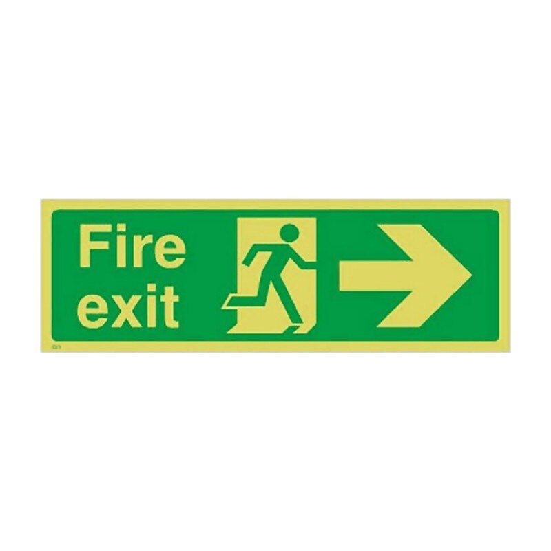 Fire Exit Sign Stickers Decal Adhesive Glow In The Dark With Direction Arrows 36 X 14cm: 4