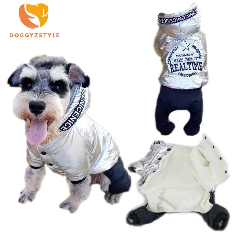 Roupa de inverno para cachorros, macacão quente para cães de quatro pernas, roupa para cachorro pequeno, grosso, casacos para chihuahua buldogue