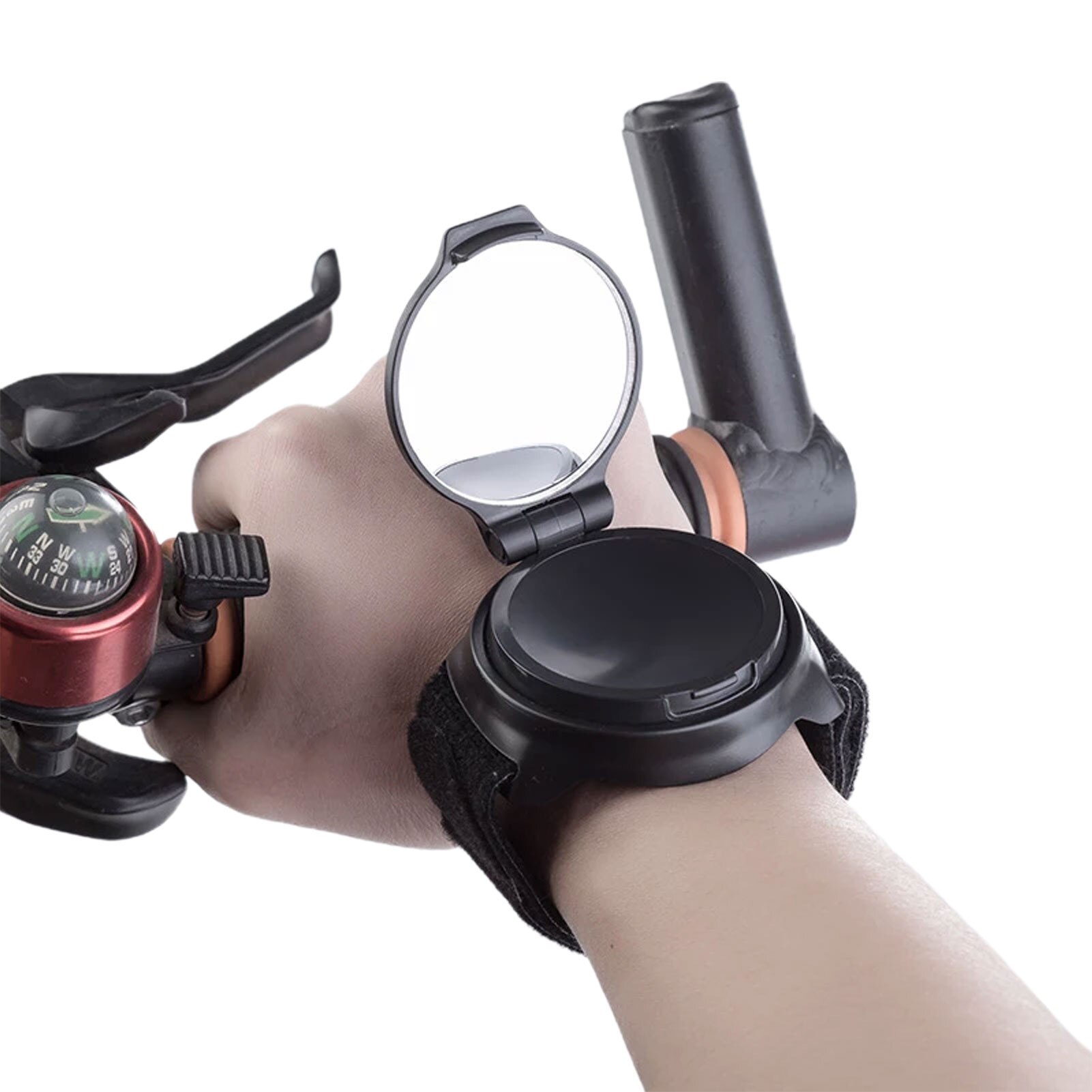 Mini Wearable Bike Safety Rearview Mirror Watch 360 Degree Adjustable Wrist Band Rear View Mirror Road MTB Cycling Accessories