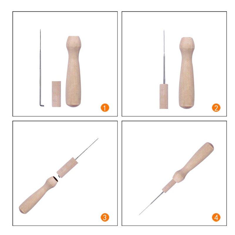 Imzay – kit d'aiguilles de couture, feutres, feutres, laine, kit de poche, outils de bricolage, avec manche en bois, bouteille transparente