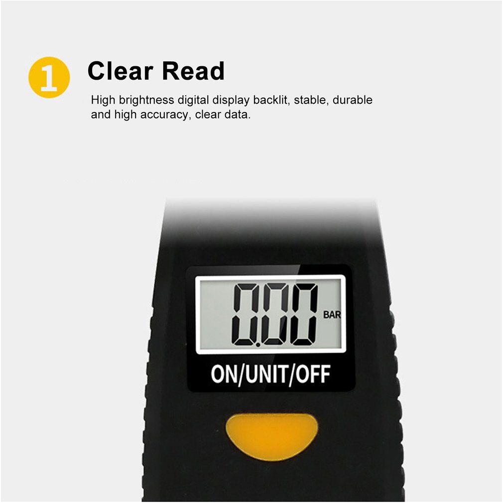 2-in-1 Digital Tire Pressure Gauge Car Tread Depth Gauge Tire Pressure Monitoring Tool LCD Display 100 PSI Backlight