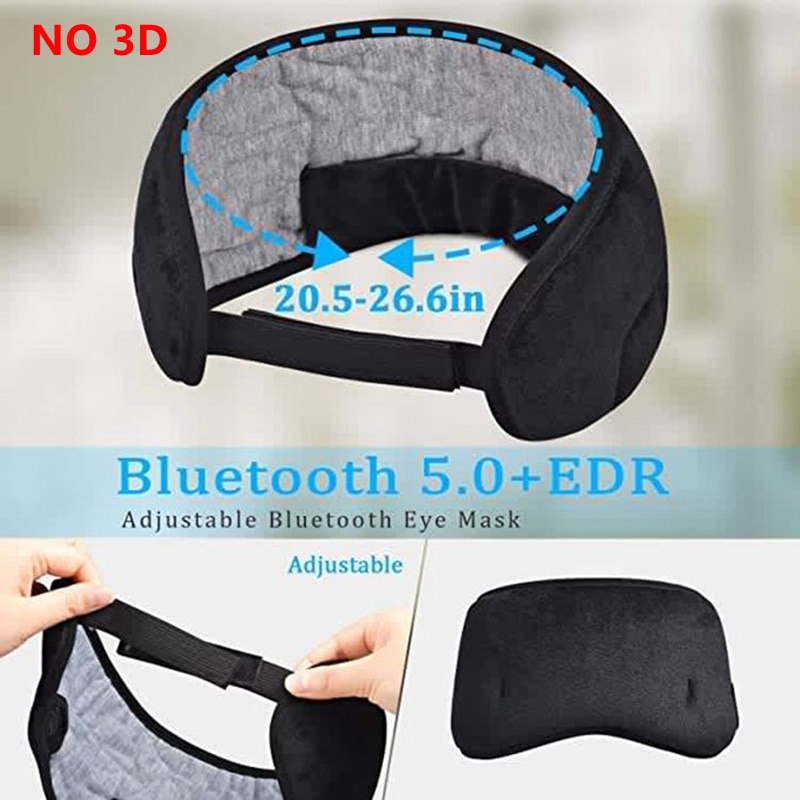 Auriculares inalámbricos para dormir, audífonos con Bluetooth 5,0, máscara de ojos 3D con micrófono para dormir de lado, transpirables, llamada de viaje y música