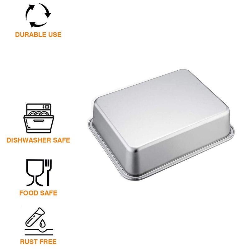 Lasagna Pan, Rectangular Cake Pan Brownie Bake Dish Stainless Steel, Heavy Duty & Healthy, Deep Side & Brushed Surface, Easy Cle