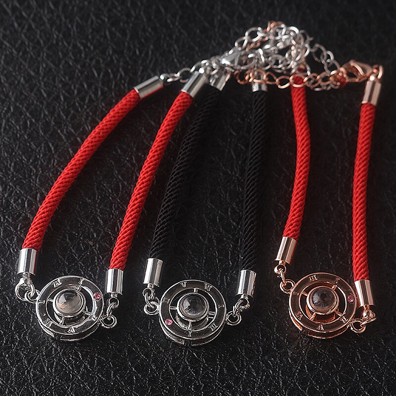 Para biżuteria 100 język kocham cię bransoletka projekcyjna romantyczne ręcznie bransoletki z rzemykami bransoletki dla kobiet mężczyzn biżuteria