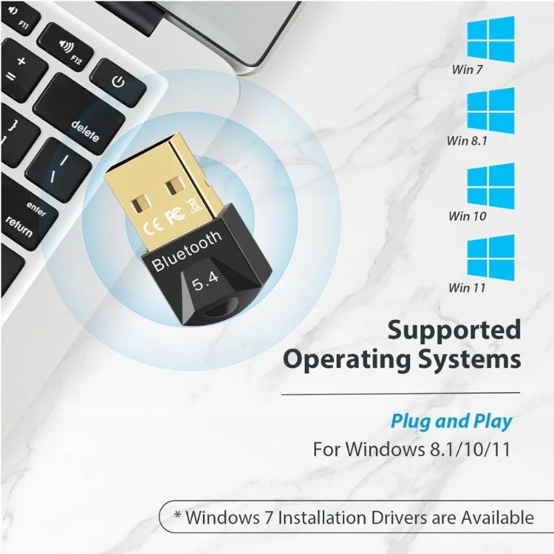 Adattatore Bluetooth USB per PC Ricevitore dongle USB Bluetooth 5.4/ 5.3/ 5.1/ 5.0 per altoparlante Mouse Tastiera Trasmettitore audio musicale