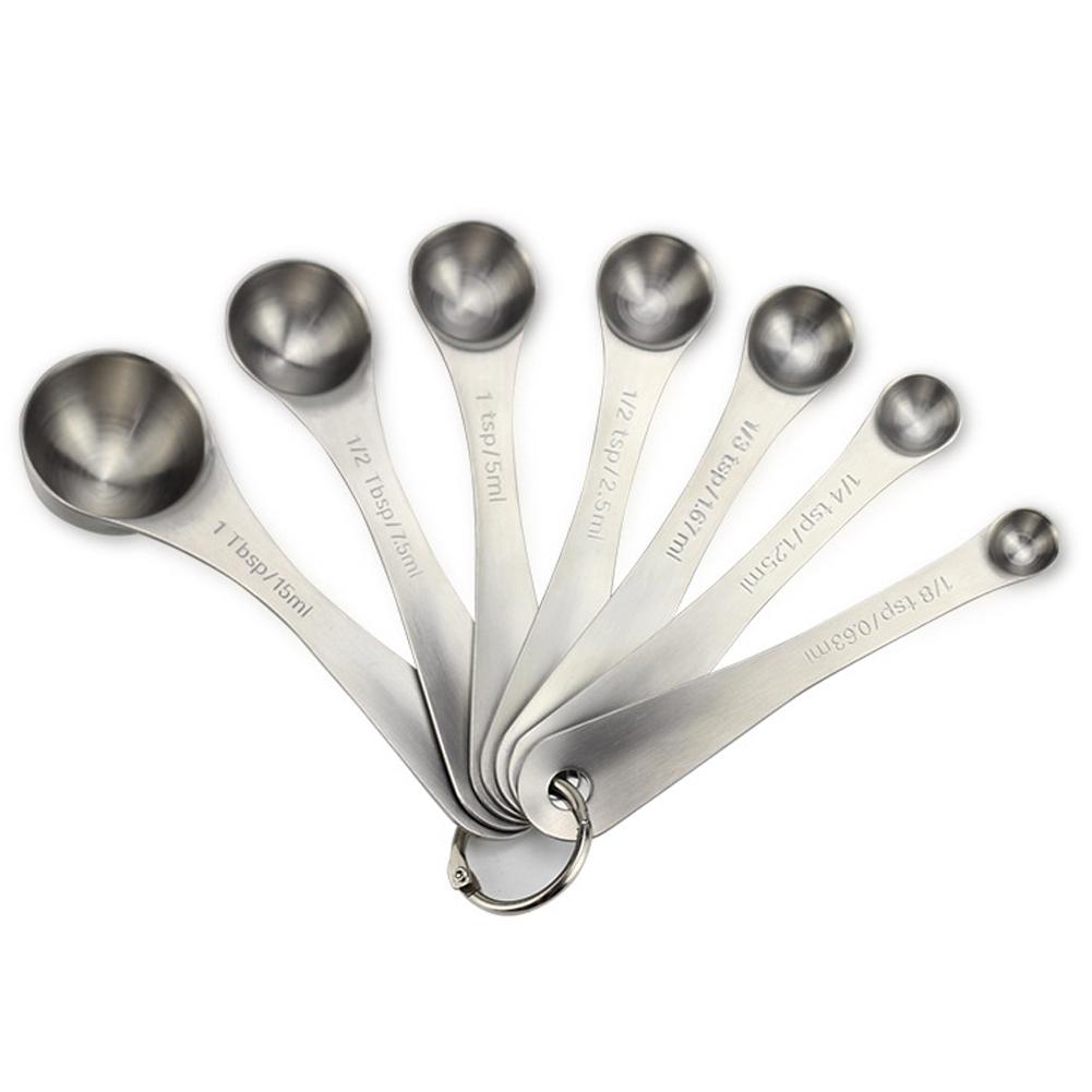 7 Stks/set Maatbekers Premium Stapelbaar Keuken Maatlepel Set Rvs Maatbekers En Lepels Set Zxh: 7pcs Measuring Spoon