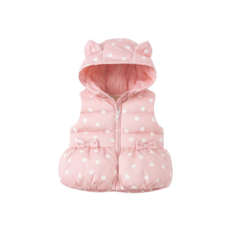 DBZ20191 Dave Bella Winter Baby Meisjes Ultra Licht Bodywarmer Dots Mouwloze 90% Witte Eendendons Padding Jas Kinderen Jas: pink / 4Y (100cm)