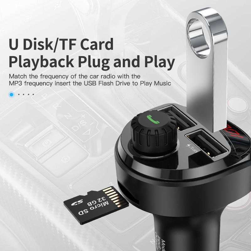 KUULAA Bluetooth Auto Ladegerät mit FM Transmitter 3,4 EIN Dual USB Ladegerät Audio MP3 Player TF Karte Auto Kit Auto telefon Ladegerät