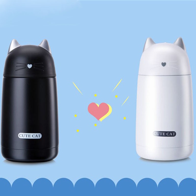 JOUDOO 330ml Thermos Cup Cartoon Cat Thermo Mug Drinkware Water Bottle Stainless Steel Vacuum Flask Leak-proof Tumbler 35