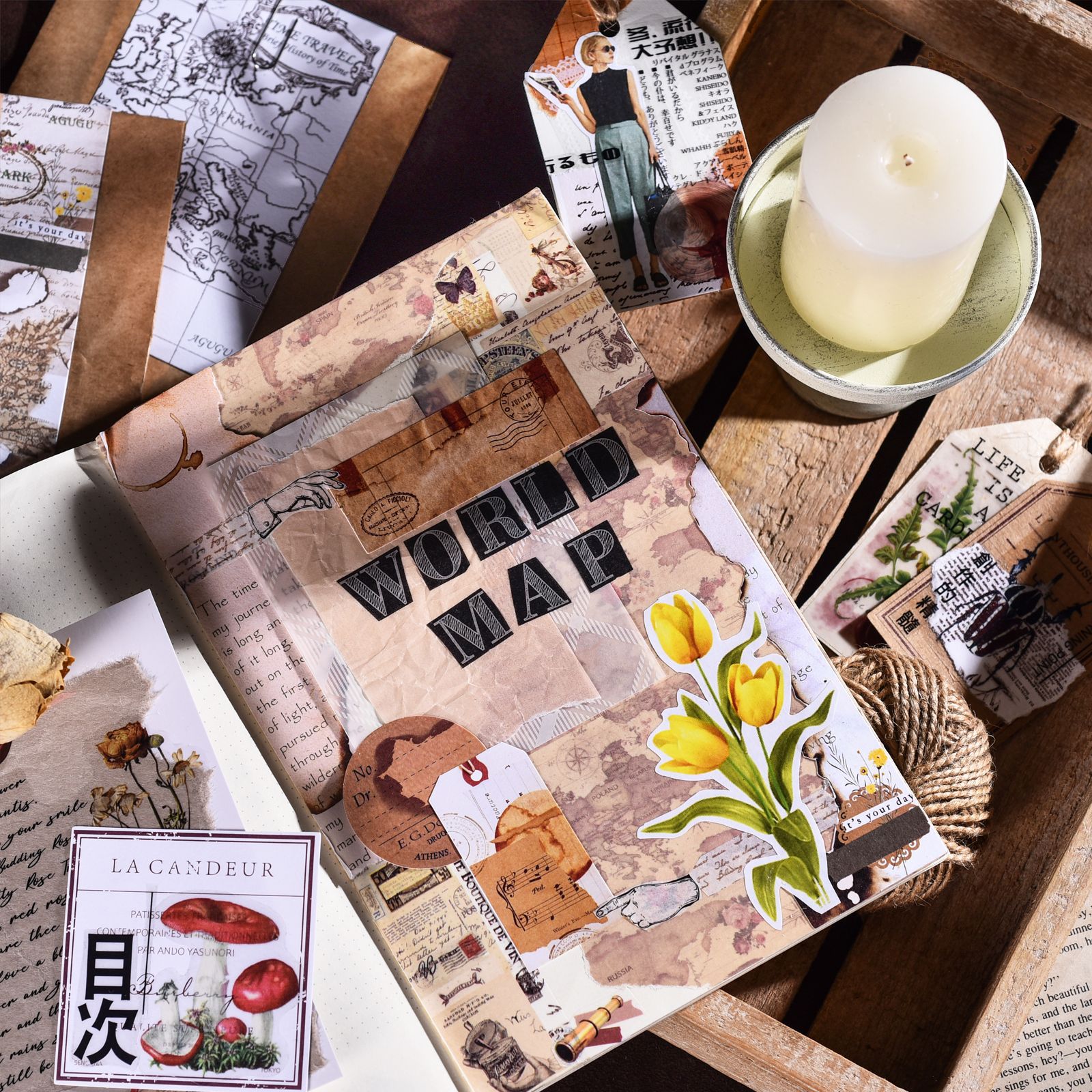 Marco Vintage de papel de respaldo, etiqueta de diario de basura de viaje, bricolaje, álbum de recortes, papel artesanal, tarjeta decorativa