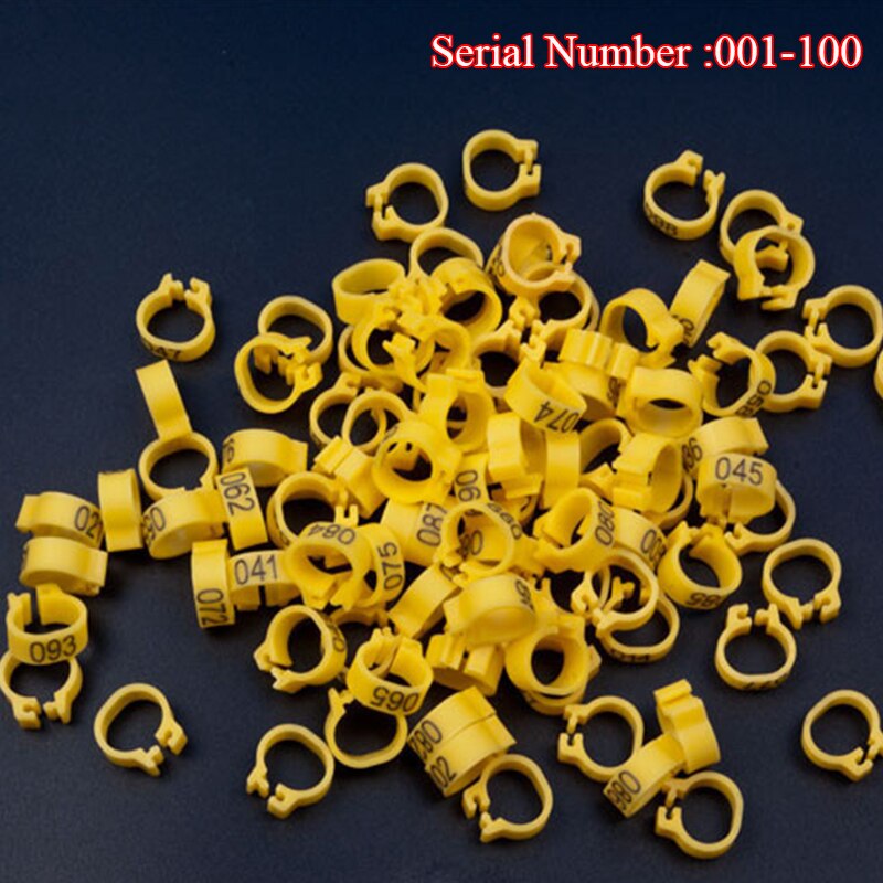Inner Diameter 8mm Pigeon Leg Bands Poultry Dove Bird Parrot Clip Rings Band Foot Ring Pigeon Supplies Bird Appliances 100 Pcs: Light Yellow